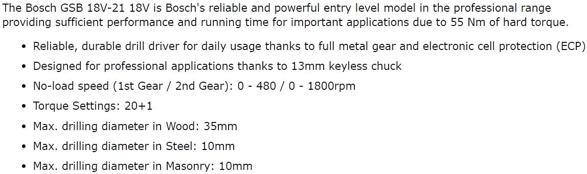 מברגה מקדחה מקצועית נטענת בוש BOSCH GSB 18V-21 5AH